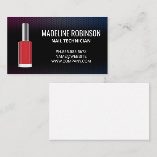 Rode nagellak fles | nagelsalon visitekaartje (Voorkant / Achterkant)