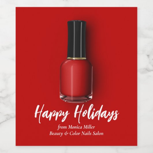 Rode nagellak Happy Holidays aangepaste schoonheid Wijn Etiket (Enkel label)