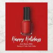 Rode nagellak Happy Holidays Beauty Salon op maat Wijn Etiket (Enkel label)
