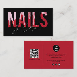 Rode nagels druppelen nail art manicure QR-code Visitekaartje