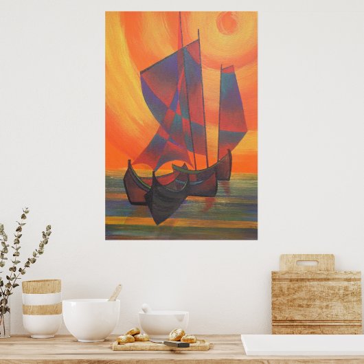 Rode nagels in de soennitische Abstracte brok Poster (Keuken)