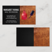 Rode Nail Poolse fles en penseel | Leder Visitekaartje (Voorkant / Achterkant)