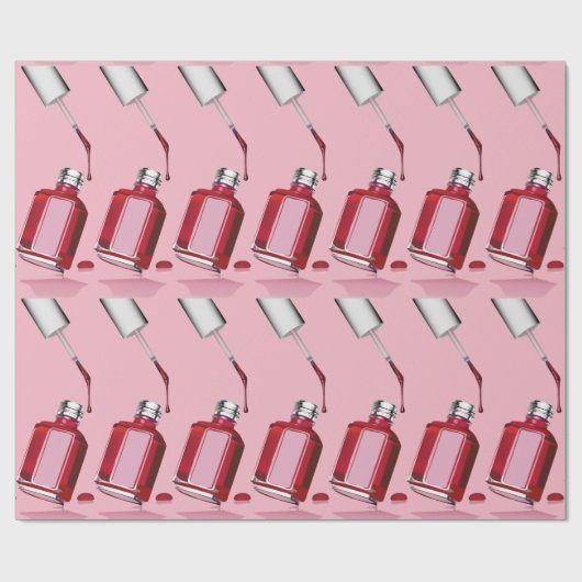 Rode Nail Poolse fles, roze Cadeaupapier (Vlak)