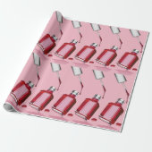 Rode Nail Poolse fles, roze Cadeaupapier (Uitgerold)
