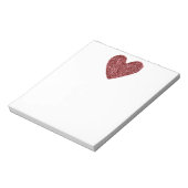 Rode namaak gebreid hart notitieblok (Linkerzijde)