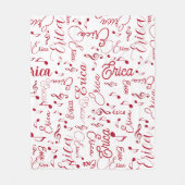 Rode namen en gespikkelde muzieknoten wit fleece deken (Voorkant)