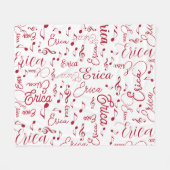 Rode namen en gespikkelde muzieknoten wit fleece deken (Voorkant (Horizontaal))