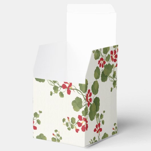Rode Nasturtium Cream Achtergrond Bedankdoosjes (Geopend)
