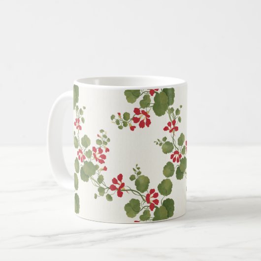 Rode Nasturtium Cream Achtergrond Koffiemok (Voorkant links)