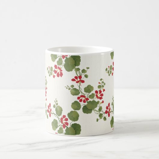 Rode Nasturtium Cream Achtergrond Koffiemok (Center)