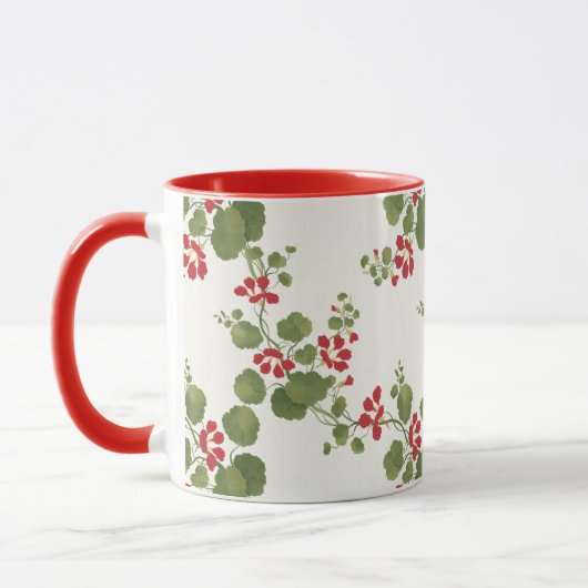 Rode Nasturtium Cream Achtergrond Mok (Links)