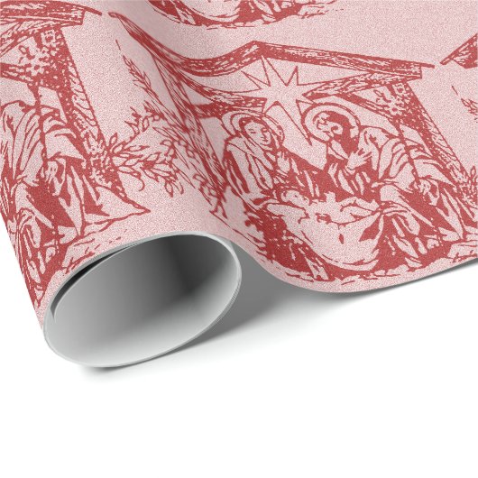  Rode Nativiteit Cadeaupapier (Rol Hoek)