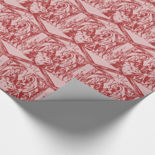 Rode nativiteit cadeaupapier (Hoek)