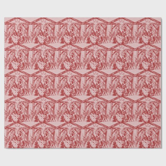 Rode nativiteit cadeaupapier (Vlak)