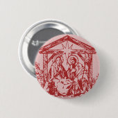 Rode nativiteit ronde button 5,7 cm (Voorkant /achterkant)