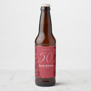 Rode Natuur Anemonen Bloemige Verjaardagsverrassin Bier Etiket