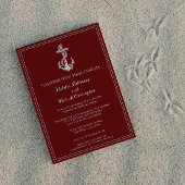 Rode Nautical Anchor Wedding Invitation Kaart