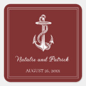 Rode Nautical Anchor Wedding Stickers (Voorkant)