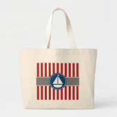 Rode Nautical Sailboat Stripes Grote Tote Bag (Voorkant)