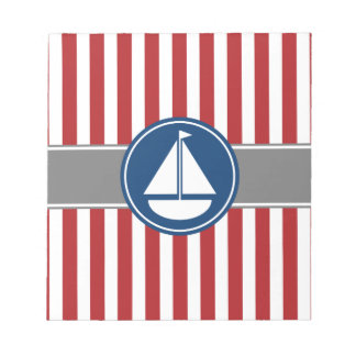 Rode Nautical Sailboat Stripes Notitieblok
