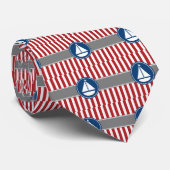 Rode Nautical Sailboat Stripes Stropdas (Opgerold)