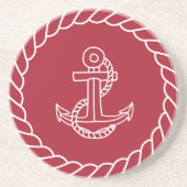 Rode Nautical Sandstone Onderzetter met helling en (Voorkant)