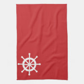 Rode Nautical Shield Wheel Theedoek (Verticaal)