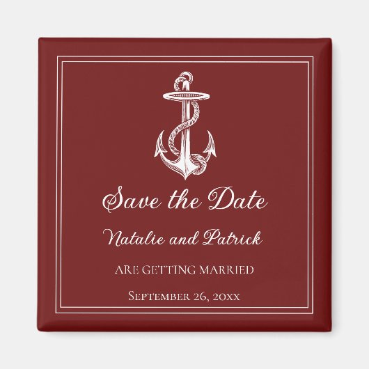 Rode Nautische Anker Save the Date Magneet (Voorkant)
