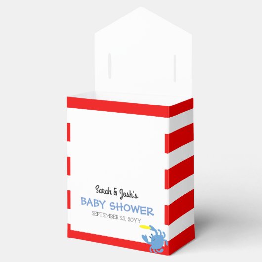 Rode nautische blauwe krab Baby shower Bedankdoosjes (Geopend)