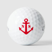 Rode nautische monogram aangepast monogram superza golfballen (Voorkant)