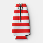 Rode nautische streep frisbee krab gepersonaliseer flesjeskoeler (Achterkant)