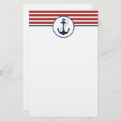 Rode Nautische strepen met anker Briefpapier (Voorkant / Achterkant)