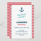 Rode Nautische Verjaardag Uitnodiging (Voorkant / Achterkant)