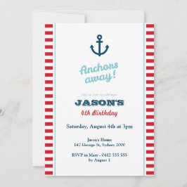Rode Nautische Verjaardag Uitnodiging