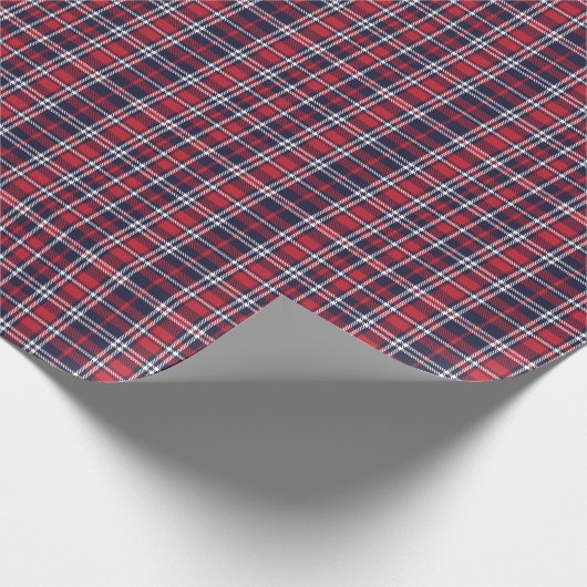 Rode Navy asymmetrische geruite textuur Cadeaupapier (Hoek)