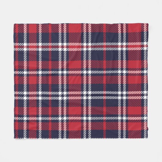 Rode Navy asymmetrische geruite textuur Fleece Deken (Voorkant (Horizontaal))