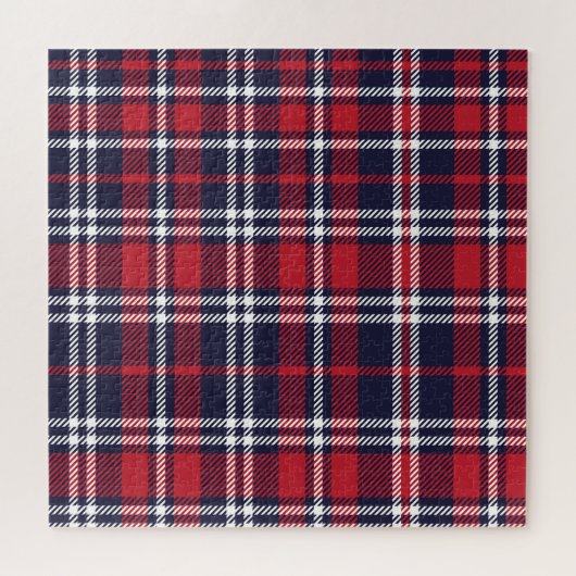 Rode Navy asymmetrische geruite textuur Legpuzzel (Horizontaal)