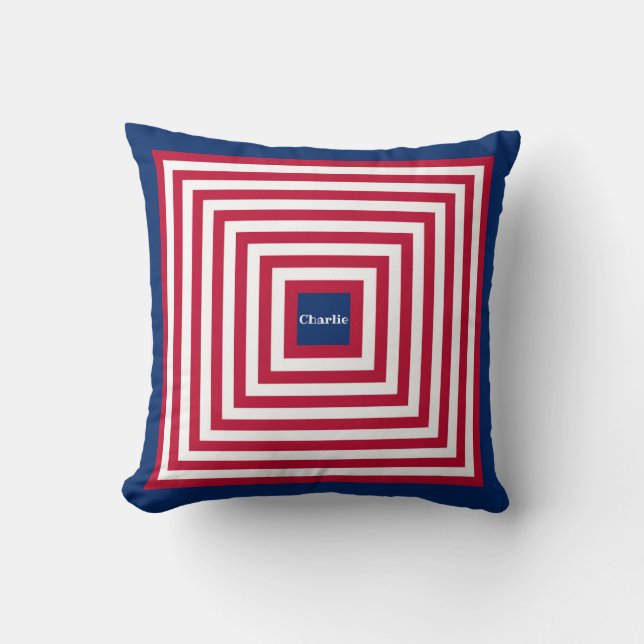 Rode Navy Boy's Room Square Pillow Kussen (Voorkant)
