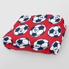 Rode Navy Voetbal Bal Nummer Patroon Fleece Deken