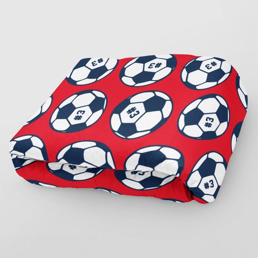Rode Navy Voetbal Bal Nummer Patroon Fleece Deken