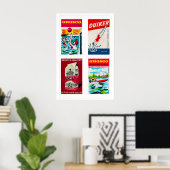 Rode Nederlandse luciferdoosje label raster afdruk Poster (Thuiskantoor)