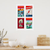 Rode Nederlandse luciferdoosje label raster afdruk Poster (Keuken)