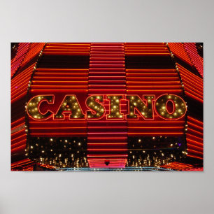 Rode neon casino-bord in Las Vegas poster