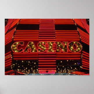 Rode neon casino-bord in Las Vegas poster