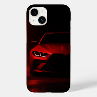 Rode Neon Kracht: Luxe Sportauto in Gloeiende Neve Case-Mate iPhone 14 Hoesje