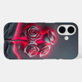Rode Neon Rozen op zwarte Hoesje-Mate iPhone Case (Achterkant (horizontaal))
