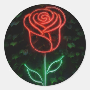Rode neonlicht gloeiende roos klimop Sweet 16 16e Ronde Sticker