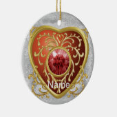 Rode nep-juweel hart feeënornament keramisch ornament (Rechts)