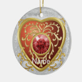 Rode nep-juweel hart feeënornament keramisch ornament (Links)