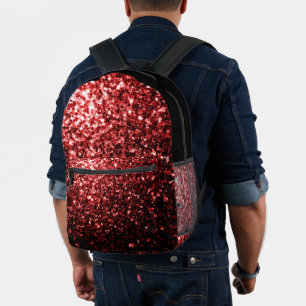 Rode neps glitter vonken en zwart bedrukte rugzak